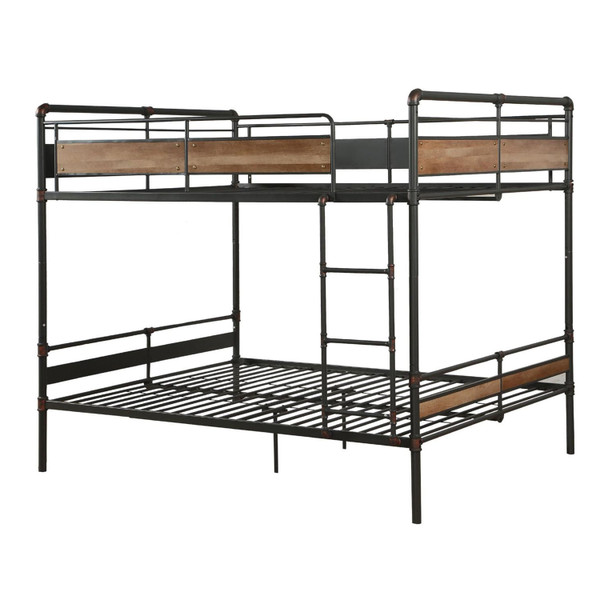 83" X 65" X 68" Sandy Black  Dark Bronze Handbrushed Queen Over Queen Bunk Bed N270-286145