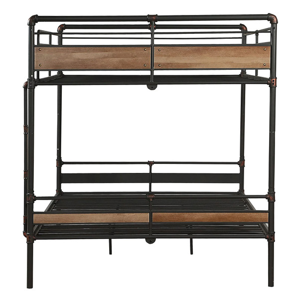 83" X 65" X 68" Sandy Black  Dark Bronze Handbrushed Queen Over Queen Bunk Bed N270-286145