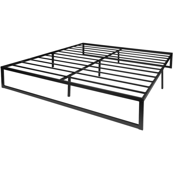 King Size 14 Inch Black Metal Steel Slat Platform Bed Q280-FFKI1439