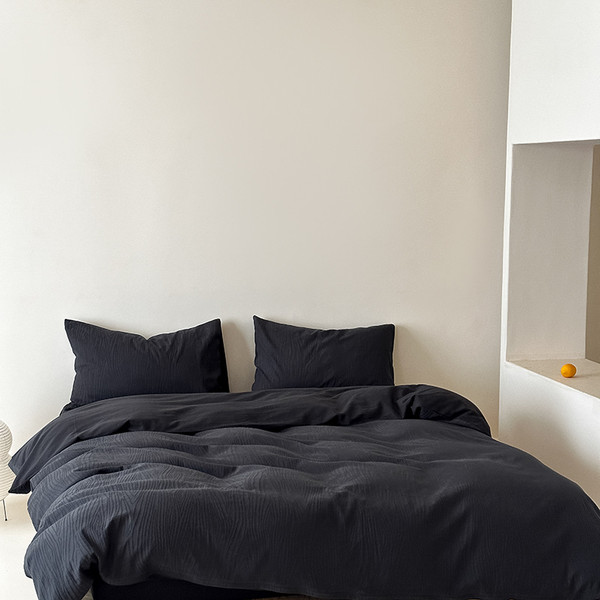 Pattern: Carbon Black, Size Specification: 1.8m Fitted Sheet - Class A Cotton Texture Tree Pattern  Q119-CJCS254709947UF