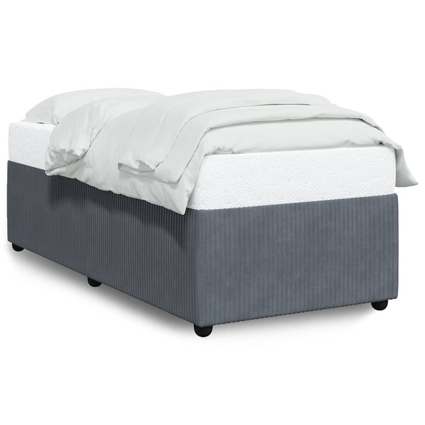  Bed Frame Dark Gray Velvet, Plywood, Engineered Wood Twin A949-3285061
