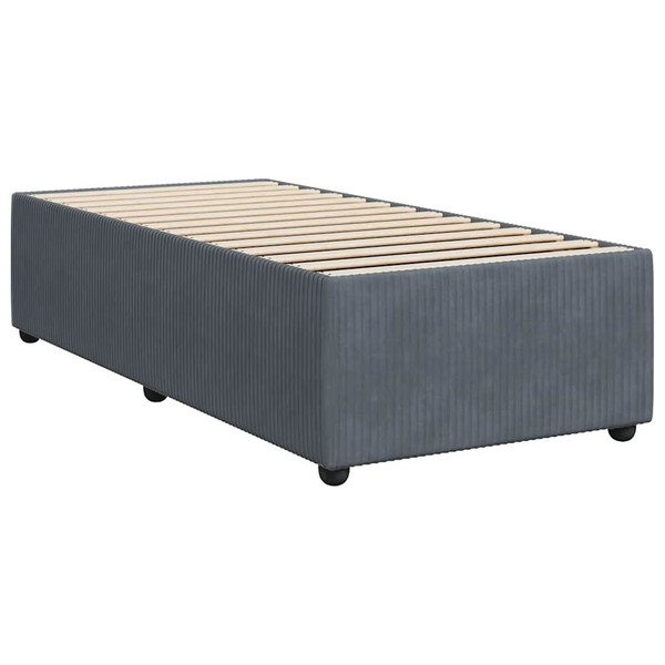  Bed Frame Dark Gray Velvet, Plywood, Engineered Wood Twin A949-3285061