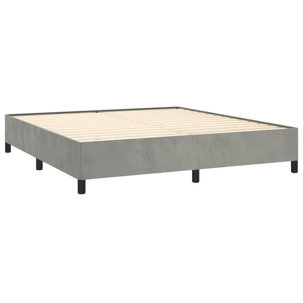  Bed Frame Light Gray Velvet, Plywood, Engineered Wood A949-347363