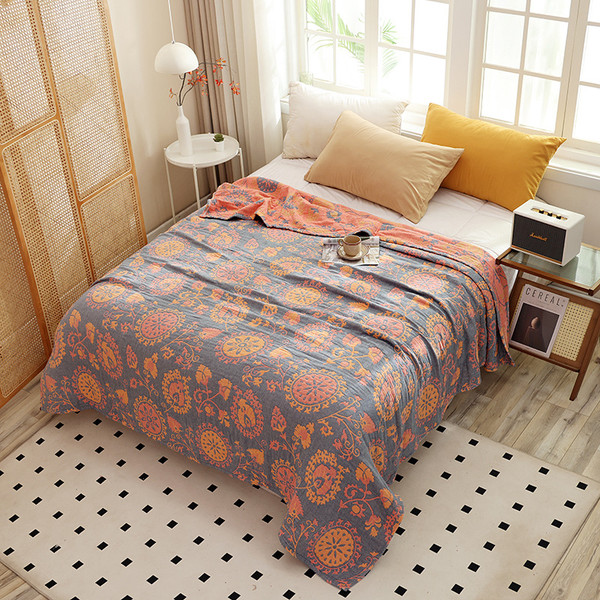 Pattern: Ice Dream Blue, Size Specification: 150cmx200cm - Cotton Gauze Four-layer Soft Single Doub Q119-CJYD254720405EV