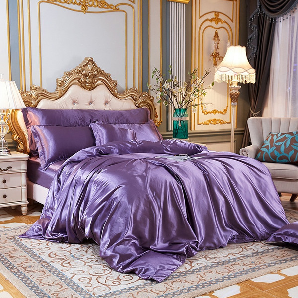 Color: Elegant Purple, Size Specification: 1.2m - Four-piece Silky Sleep Bare Silk Quilt Cover Q119-CJCS237770585GT