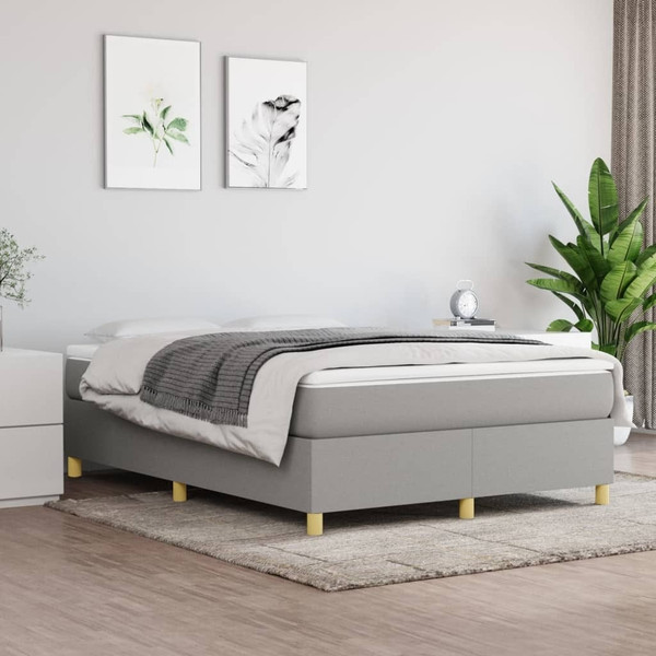  Box Spring Bed Frame Light Gray Queen Fabric (US Only) A949-3121002