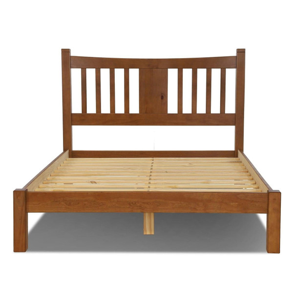 Queen Farmhouse Style Solid Wood Platform Bed Frame with Headboard in Walnut Q280-WAQU1324