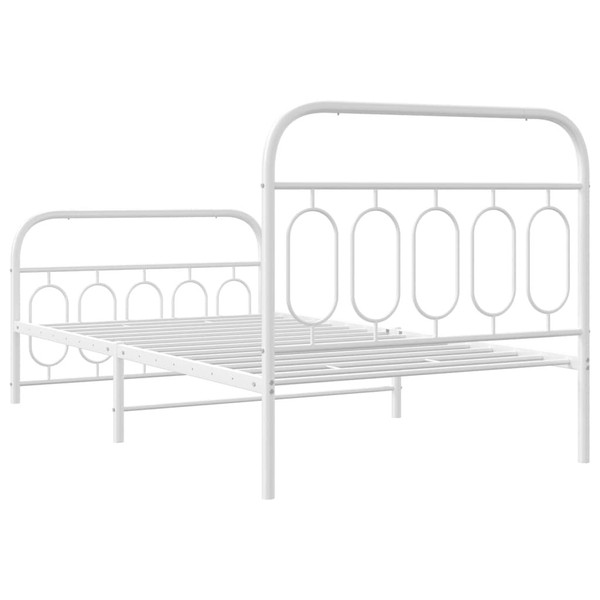  Bed Frame White Steel Twin Bed Frame Rectangular Modern A949-377179