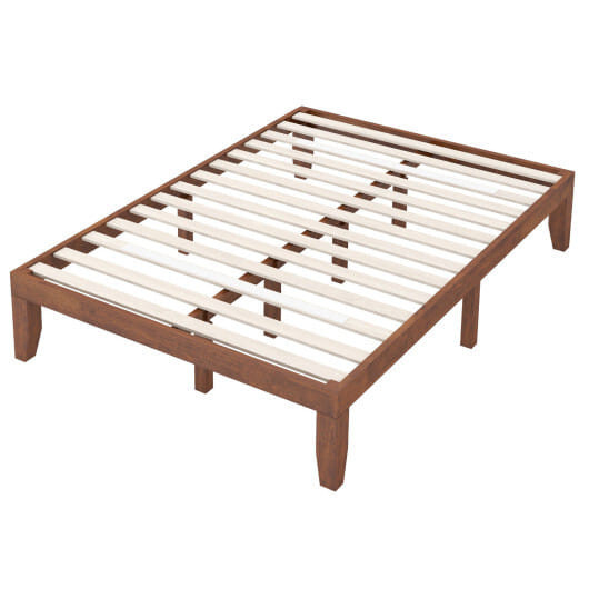 14 Inch Full Size Wood Platform Bed Frame with Wood Slat Support-Coffee - Color: Coffee D681-HW63259CH