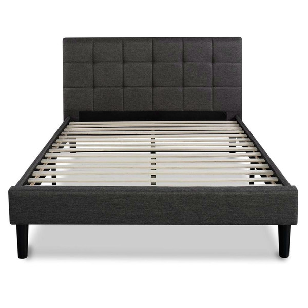 King size Dark Grey Upholstered Platform Bed with Headboard Q280-KPBSR6677884