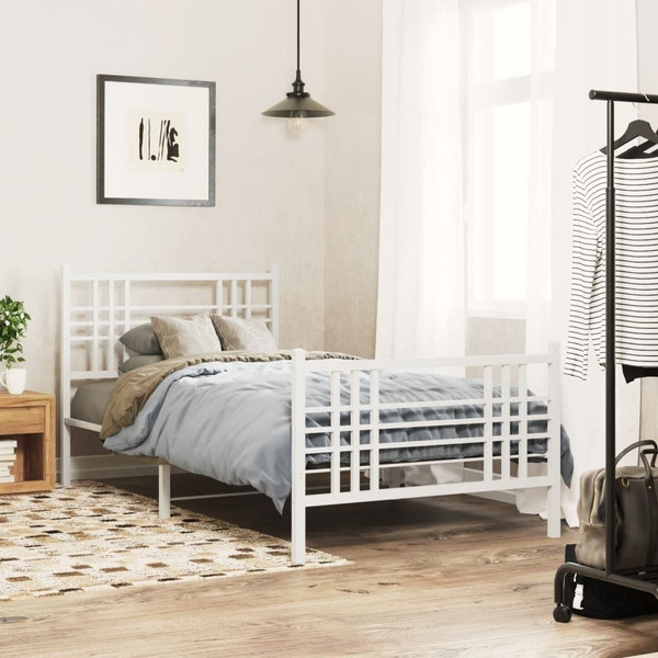  Bed Frame White Steel Single Bed Frame Rectangular A949-376386
