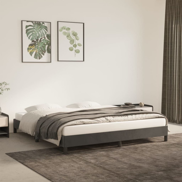  Bed Frame Dark Gray Velvet (100% polyester), plywood, engineered wood A949-347013
