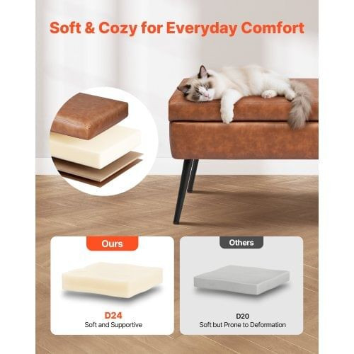 Leather Storage Ottoman Bench, PU Leather Bench with Storage and Metal Legs, Modern Shoe Benches Se E415-PZWSZYXTK415LLMIP001V0