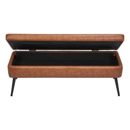 Leather Storage Ottoman Bench, PU Leather Bench with Storage and Metal Legs, Modern Shoe Benches Se E415-PZWSZYXTK415LLMIP001V0