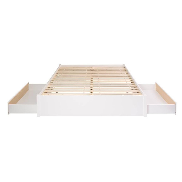 King Size 2 Drawer Storage White Wooden 4 Post Platform Bed  Frame Q280-PFTGS2267842