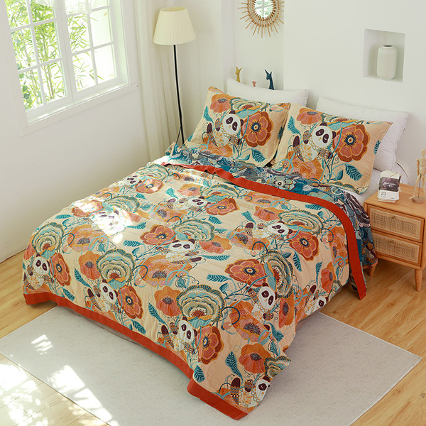 Color: Panda, Size Specification: 230X250CM - Five-layer Gauze Towel Cotton Quilt Blanket Q119-CJYD253256909IR