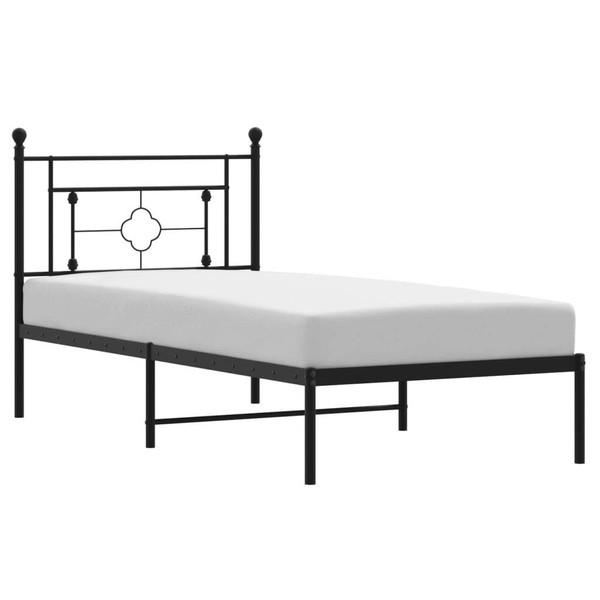  Bed Frame Black Powder-Coated Steel Twin Bed Frame Rectangular A949-374334