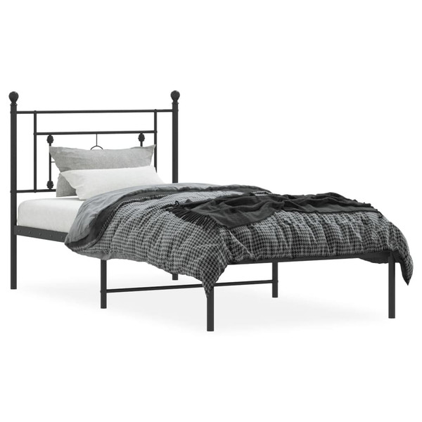  Bed Frame Black Powder-Coated Steel Twin Bed Frame Rectangular A949-374334