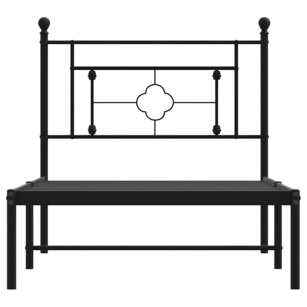  Bed Frame Black Powder-Coated Steel Twin Bed Frame Rectangular A949-374334