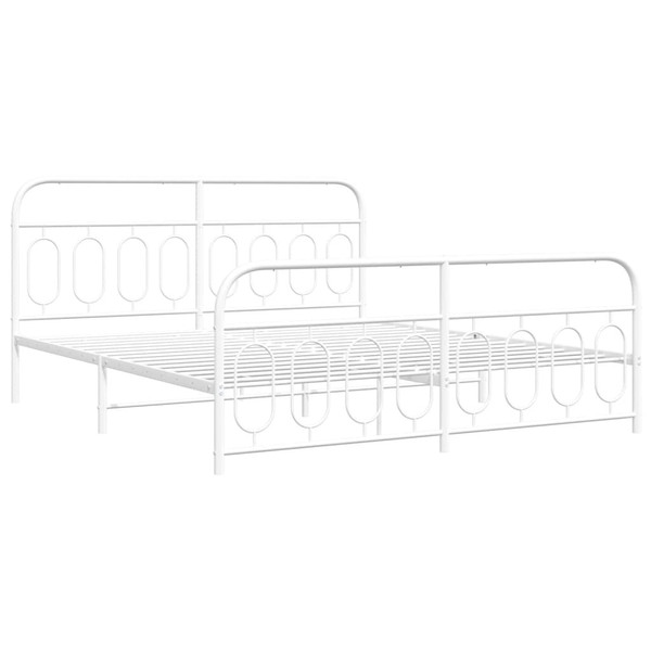  Bed Frame White Steel Full Bed Frame Rectangular Modern A949-377190