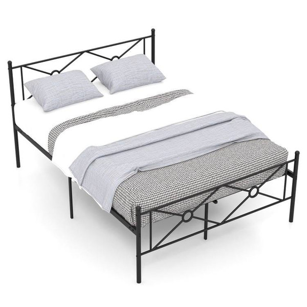 Queen Size Modern Black Metal Headboard & Footboard Platform Bed Frame Q280-QUBED1190