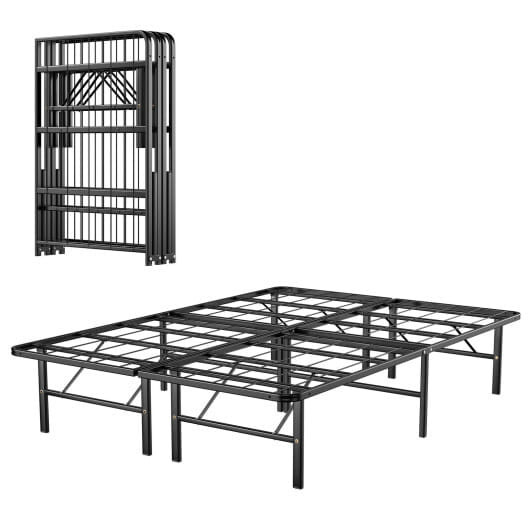 Twin/Full/Queen Size Foldable Metal Platform Bed with Tool-Free Assembly-Full Size - Color: Black - D681-HU10155DK-F
