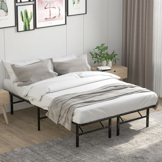Twin/Full/Queen Size Foldable Metal Platform Bed with Tool-Free Assembly-Full Size - Color: Black - D681-HU10155DK-F