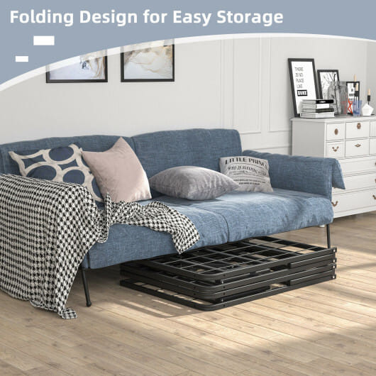 Twin/Full/Queen Size Foldable Metal Platform Bed with Tool-Free Assembly-Full Size - Color: Black - D681-HU10155DK-F