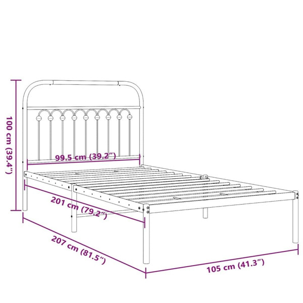  Bed Frame White Steel 39.4 x 78.7 in Bed Frame Rectangular A949-376644