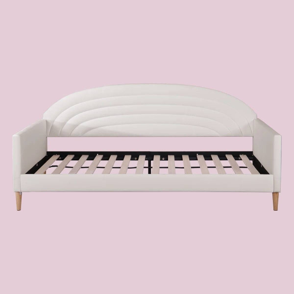 Twin size Mid-Century Modern Off-White Cream Velvet Upholstered Daybed Q280-CRUDB253917519