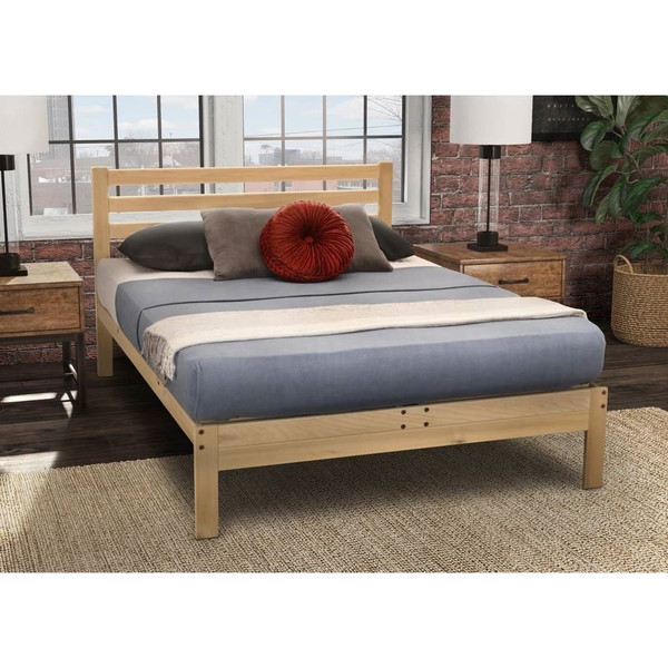 CA size Solid Wood Platform Bed Frame with Slatted Headboard - Made in USA Q280-CAKBFLP35968582