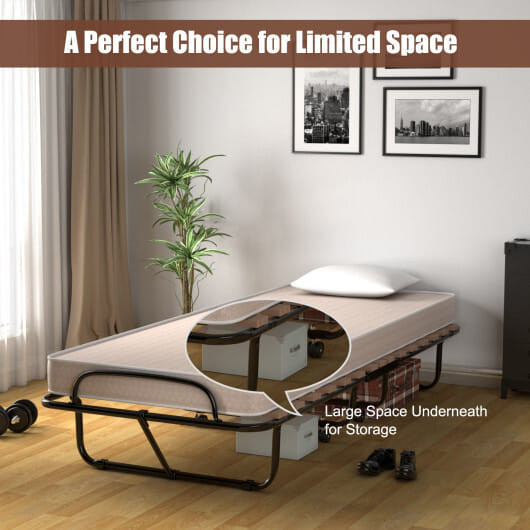75 x 31.5 Inch Folding Guest Bed with Memory Foam Mattress for Adult - Color: Black & White - Size: D681-HW69255