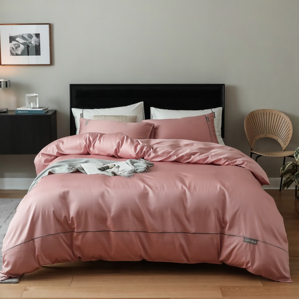 Pattern: Pink, Size Specification: Fitted Sheet 200 X230 - Embroidered Four-piece Set Simple Fashio Q119-CJCS255955011KP