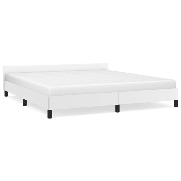  Bed Frame With Headboard White Faux leather, plywood, engineered wood A949-347534