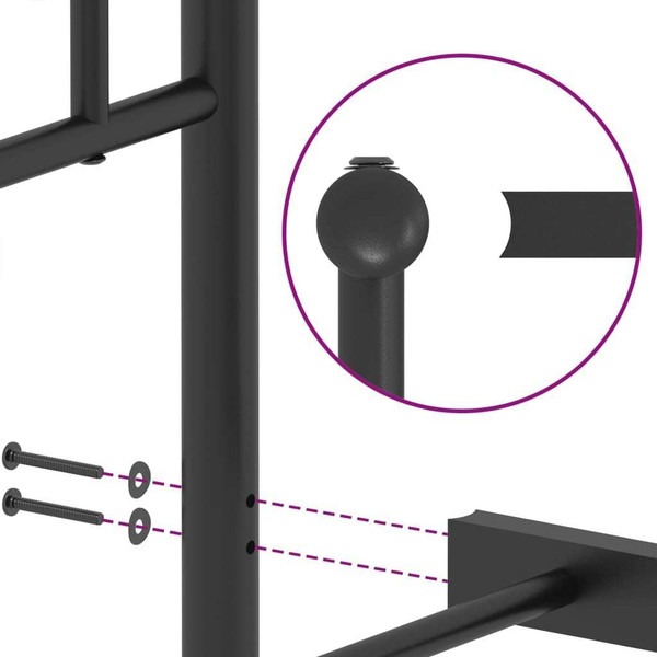  Bed Frame Black Powder-Coated Steel Double Bed Frame A949-374345