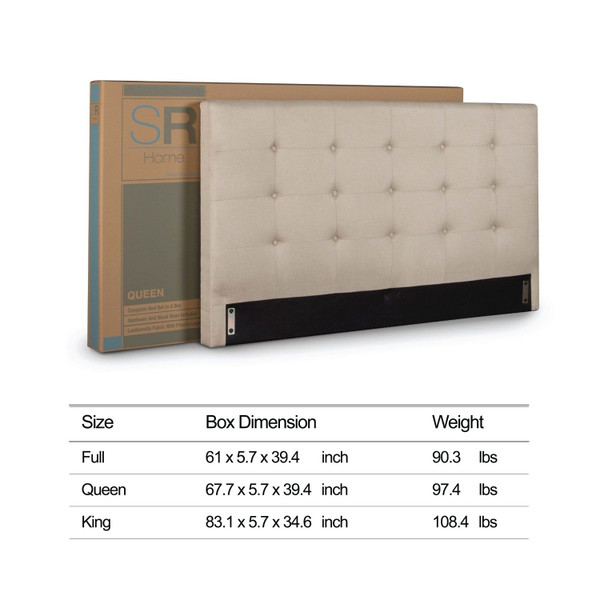 King size Upholstered Platform Bed Frame with Button Tufted Headboard in Taupe Q280-KUPB51981531