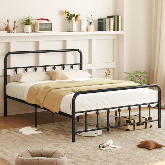 Bed Frame with Headboard and Under Bed Storage Black-Queen Size - Color: Black - Size: Queen Size D681-HU10840DK-Q
