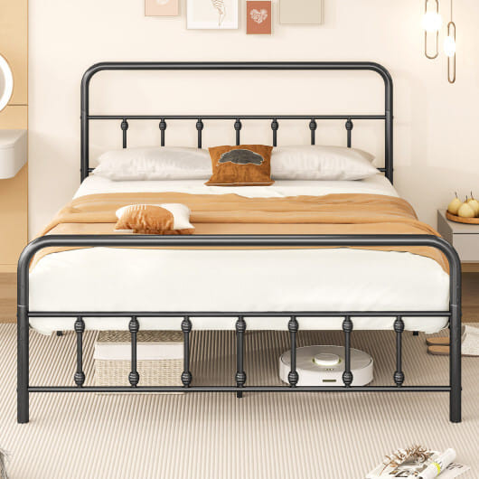 Bed Frame with Headboard and Under Bed Storage Black-Queen Size - Color: Black - Size: Queen Size D681-HU10840DK-Q