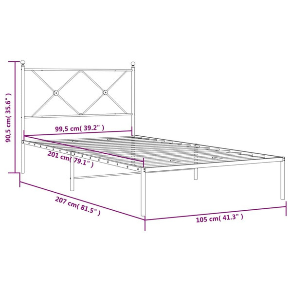  Bed Frame Black Powder-coated steel Twin Bed Frame Rectangular A949-376497