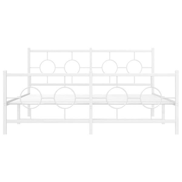  Bed Frame White Powder-Coated Steel King Size Bed Frame A949-376295