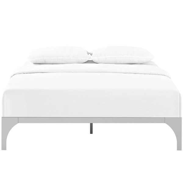 King size Modern Metal Platform Bed Frame in Silver Finish with Wood Slats Q280-MSKMPB45982813
