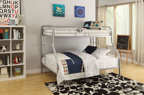 78" X 54" X 60" Twin Over Full Silver Metal Tube Bunk Bed N270-286578