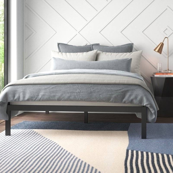 Queen Black Metal Platform Bed Frame with Wood Slats - 700 lbs Weight Capacity Q280-QUBLBED1657891