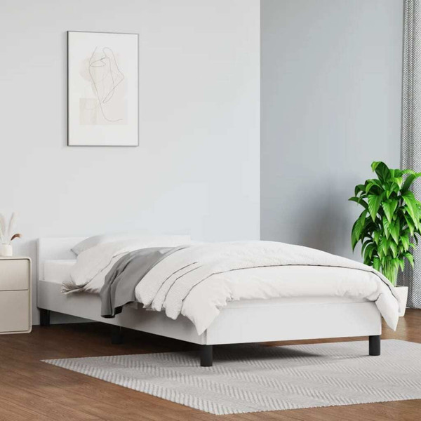  Bed Frame With Headboard White Faux leather, plywood, engineered wood A949-347526