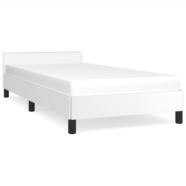  Bed Frame With Headboard White Faux leather, plywood, engineered wood A949-347526