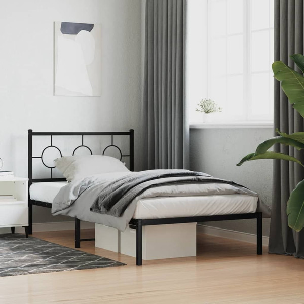  Bed Frame Black Powder-Coated Steel 39.4 x 78.7 in Bed Frame A949-376221
