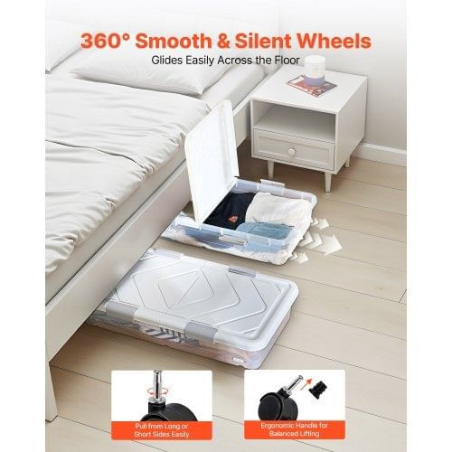 Under Bed Storage with Wheels, 31.7 x 15.6 x 6.9 inch Underbed Containers, Underbed Shoes Organizer E415-CDCWFBSLDL32FA7ZF001V0