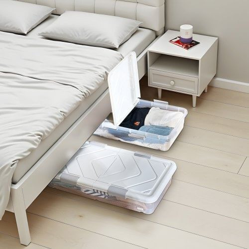 Under Bed Storage with Wheels, 31.7 x 15.6 x 6.9 inch Underbed Containers, Underbed Shoes Organizer E415-CDCWFBSLDL32FA7ZF001V0