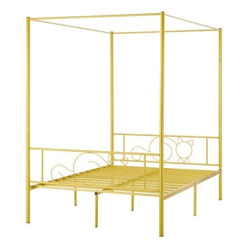 Full Size Canopy Bed Frame, Metal Canopy Bed with Minimalist Headboard & Four Posters Design, Heavy E415-HGCJSYGFULLJVU2HR001V0
