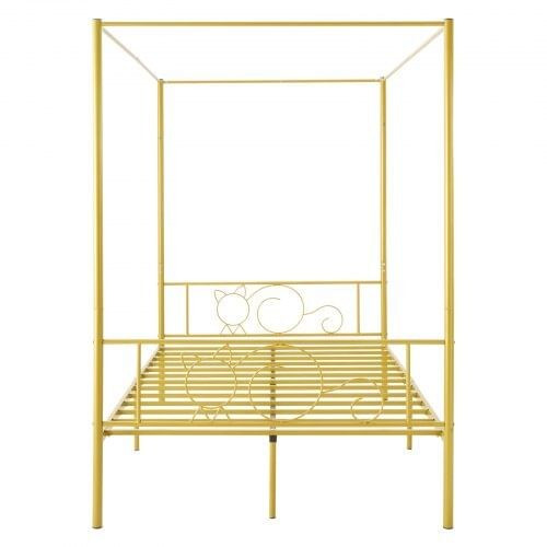 Full Size Canopy Bed Frame, Metal Canopy Bed with Minimalist Headboard & Four Posters Design, Heavy E415-HGCJSYGFULLJVU2HR001V0